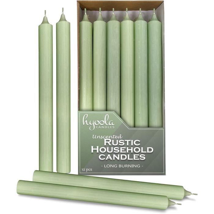 Lot De 18 Bougies Blanches Cylindriques 20 Cm - Sans Odeur, Mèche Coton, Longue Durée Pour Décoration De Table - 12