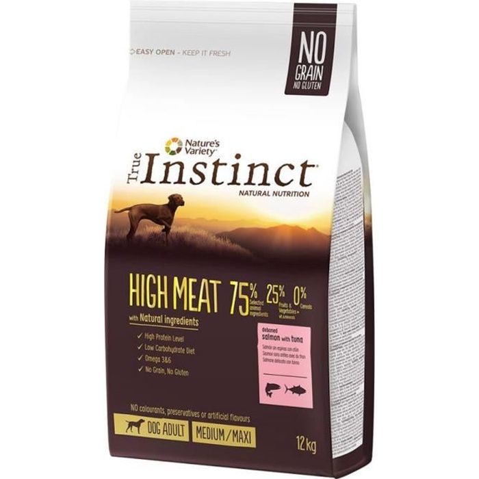 True Instinct Dog High Meat Medium/Maxi saumon, thon pour chien 12 kg