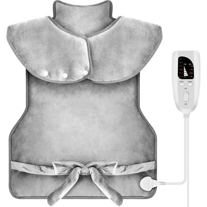 Coussin Chauffant Cou Dos épaules - Batterie 10000mAh, 3 Températures + 3 Massages, Arrêt Auto 60min, Tailles M/L/XL