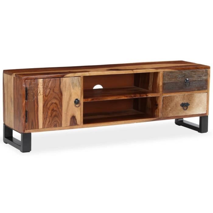 BEL Meuble TV Bois massif avec finition en Sesham 120 x 30 x 40 cm # 2