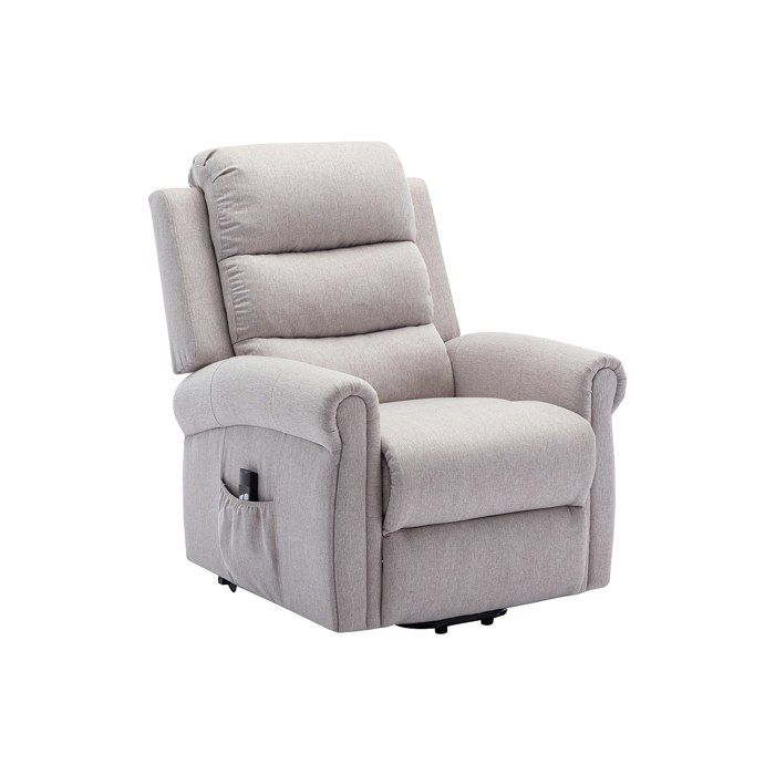Fauteuil massant en tissu avec releveur électrique - Beige - LOVARI