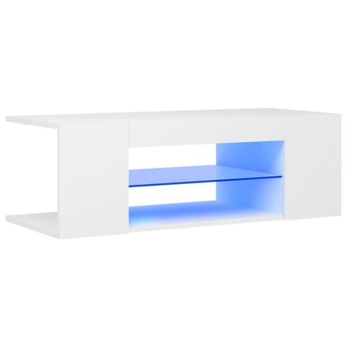 Meuble TV - VIDAXL - 804238 - Blanc - 90x39x30 cm - Lumières LED RVB