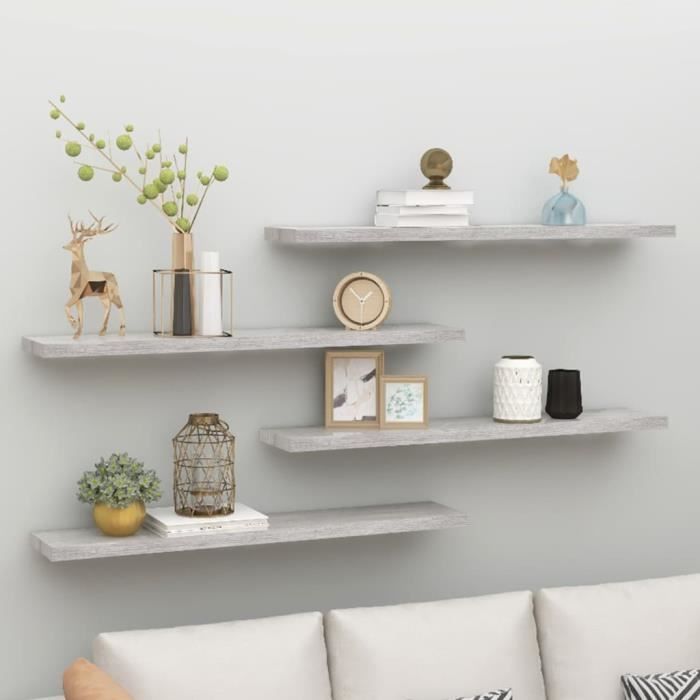 vidaXL Étagères murales flottantes 4 pcs Gris béton 120x23 5x3 8cm MDF
