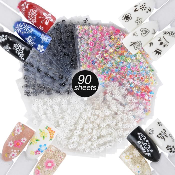 Stickers 3D Pour Ongles - Décalcomanies Nail Art - Multicolores - Lot Neuf