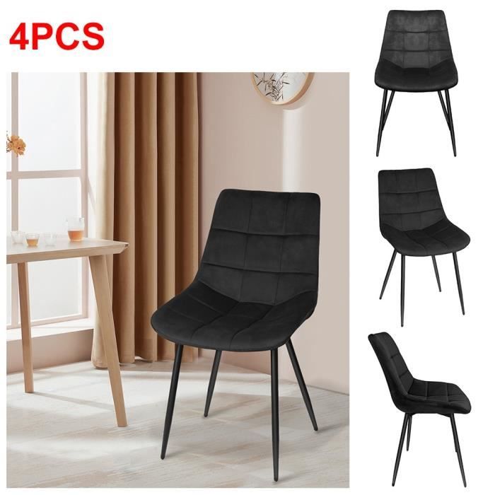 Chaises de Salle à Manger en Velours - XUANYU - Lot de 4 - Noir - Contemporain - Design