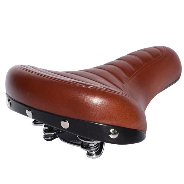 Selle De Vélo Marron Confortable En Cuir Unisexe - Pour Ville, Route Et E-Bike Avec Rembourrage Gel