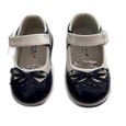 Chaussures Babies en Cuir Verni Blanc et Bleu pour Bébé Fille du 21 au 26-1
