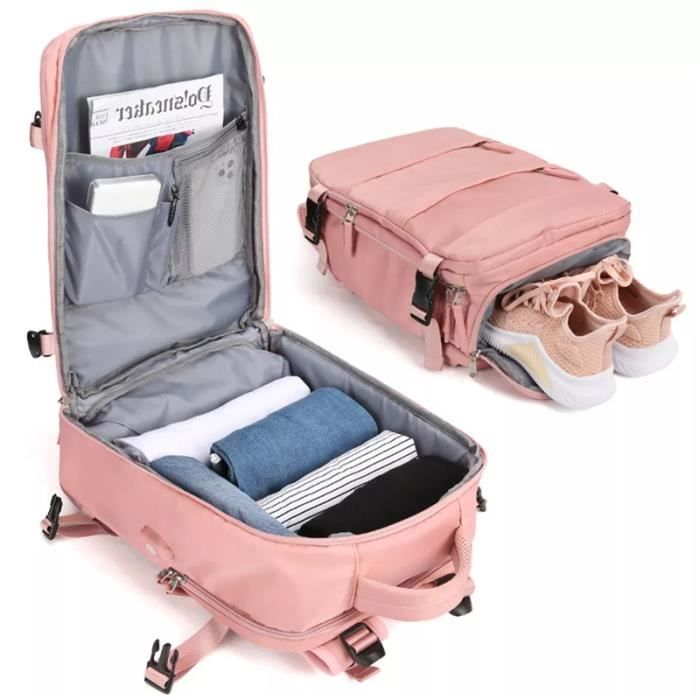 Sac à Dos Femme USB - Pour Ordinateur 14", Léger, Résistant à L'eau, Avec Sangle Bagage, Idéal Travail/école