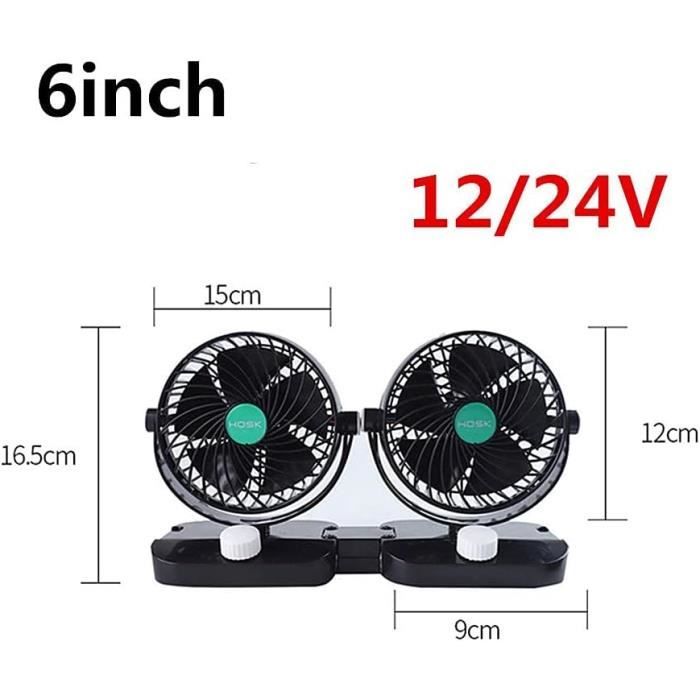 Baceyong Ventilateur de voiture portable 12 V 150 W pour voiture - Dégivreur de pare-brise - Rotation à 360 ° - Avec ventouse