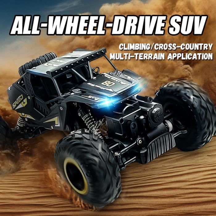 Voiture RC Tout-terrain 4x4 – 2,4 GHz, Grande Vitesse, 22 Cm, ABS, Batterie Rechargeable – Dès 5 Ans