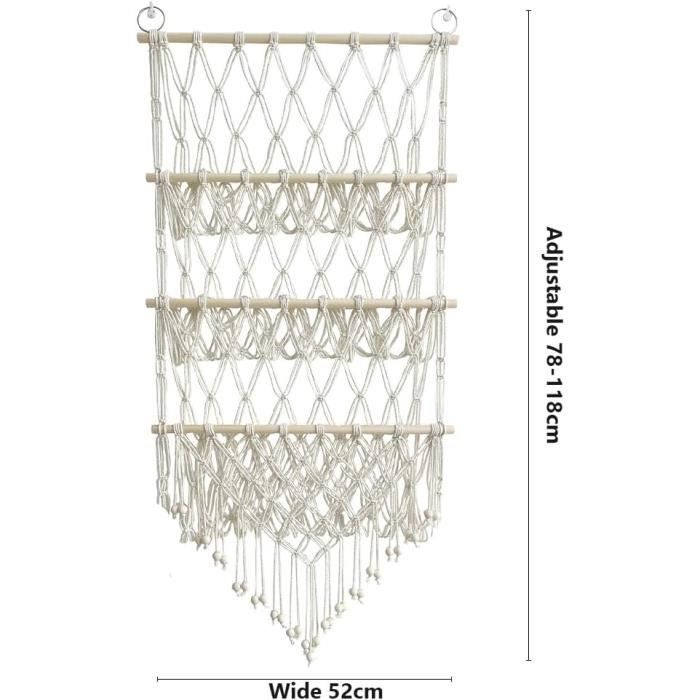 Hamac De Rangement Jouets Peluche 2 Couches - Macramé Bohème Suspendu Mur