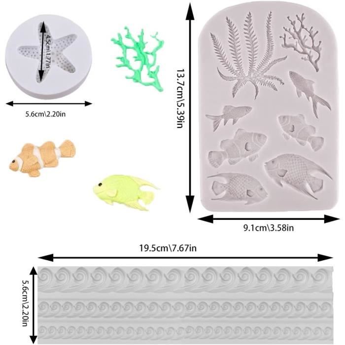 Lot De 5 Moules En Silicone Pour Fondant Marin Étoile De Mer Conque