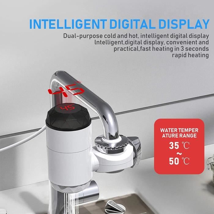 Distributeur d'eau chaude instantané robinet de chauffage électrique robinet  de cuisine avec écran numérique à LED[1111] - Cdiscount Bricolage