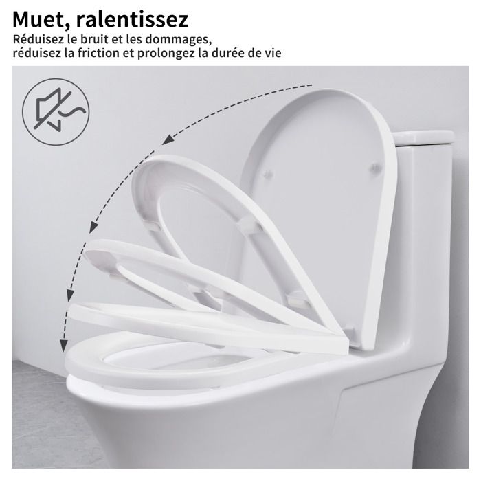 HOMELODY® Abattant WC avec Frein de Chute Siège de Toilette Cuvette WC  Blanc Antibactérien Démontage et Installation à Un Bouton - Cdiscount  Bricolage