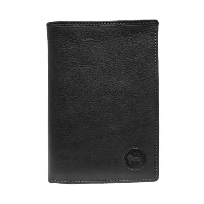 Portefeuille Homme Cuir Véritable Noir - Fermeture Zip, Protection RFID, 8 Emplacements Cartes - Dimensions 12.2x10.2x2.3 Cm
