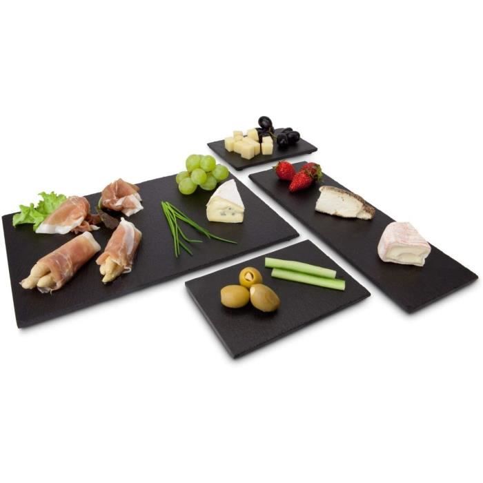 Lot de 2 plats rectangulaires (L)280 x (P)180 mm, en ardoise noire naturelle Lot de 2 plats rectangulaires (L)280 x (P)180 mm, en ardoise noire naturelle