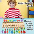 jouet montessori mathématiques bébé 1 2 3 ans, jeux éducatif puzzles en bois, apprendre à compter et les couleurs jeu-2