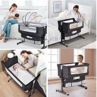 Berceau Bébé Portable 3 En 1 XUANYU - Cododo, Bascule, Moustiquaire - Réglable, 90x50 Cm, Gris - Jusqu'à 50 Kg