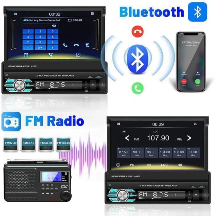 RDS Autoradio Bluetooth 5.0, ieGeek 1 DIN Poste Radio Voiture, Bouton  Lumineux 7 Couleurs, 60W X 4 Supporte FM/AM/AUX/MP3/WMA/WAV/USB/SD/Main  Libre/Commande à Distance : : High-Tech