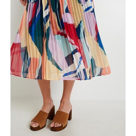 Jupe plissee imprimee femme GRAIN DE MALICE mi longue fluide multicolore Cdiscount Pret a Porter