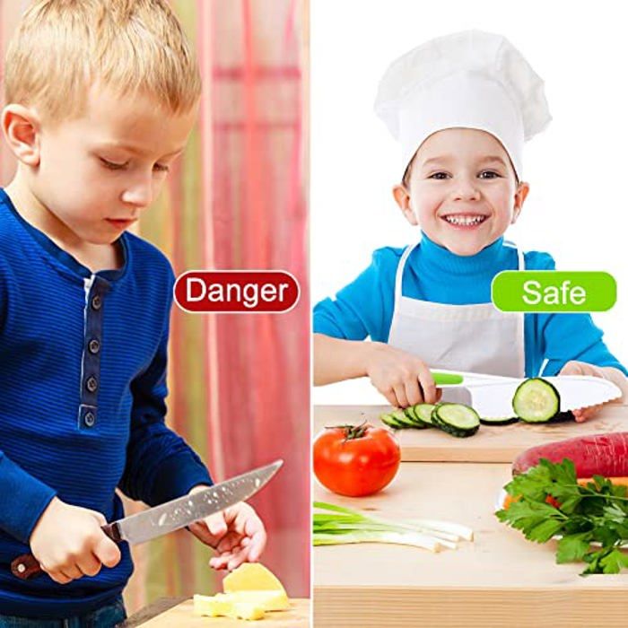 COYUN Lot De 4 Couteaux Enfant Plastique Sûrs Pour Couper Fruits Et Légumes - Idéal Anniversaire
