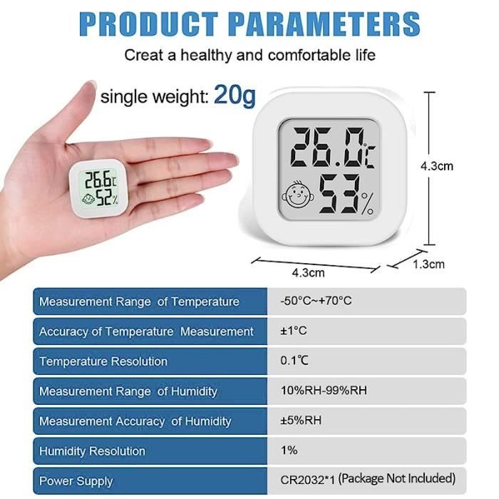 DIFCUL 3PCS LCD Thermomètre Hygromètre, Interieur Numérique