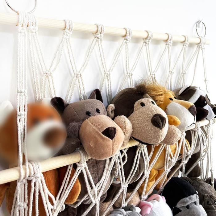Hamac de Rangement pour Jouets en Peluche, Corde de Coton Tissée à
