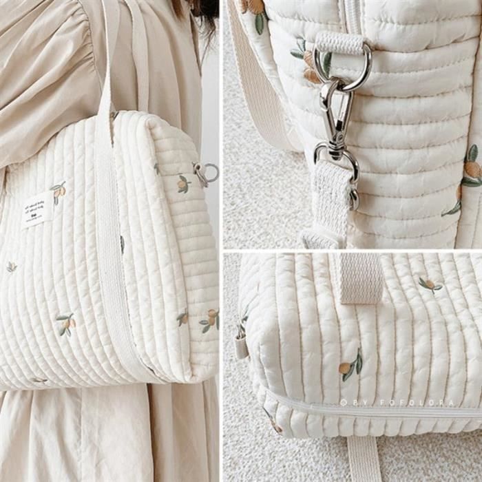Sac à Langer Portable Bébé - Bandoulière, Coton, Grande Capacité - Pour Poussette, Voyage