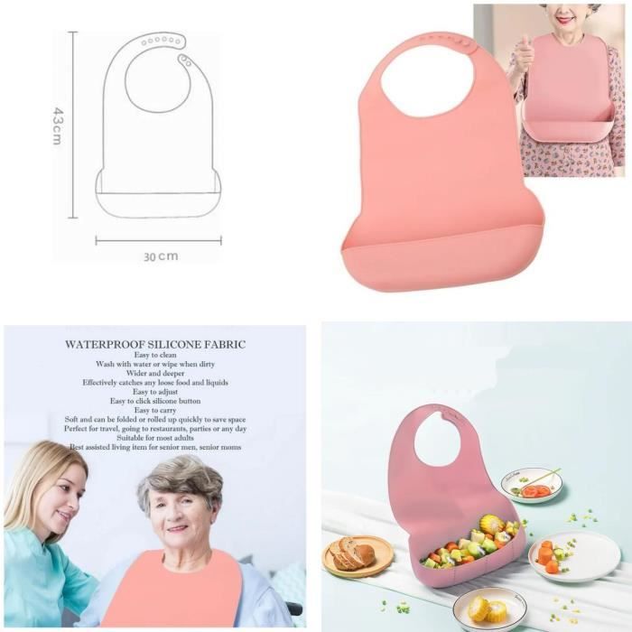 Bavoir Adulte Réglable - Taille 75x42,5 Cm, En Polyester, Pour Repas Ou Soins, Neuf