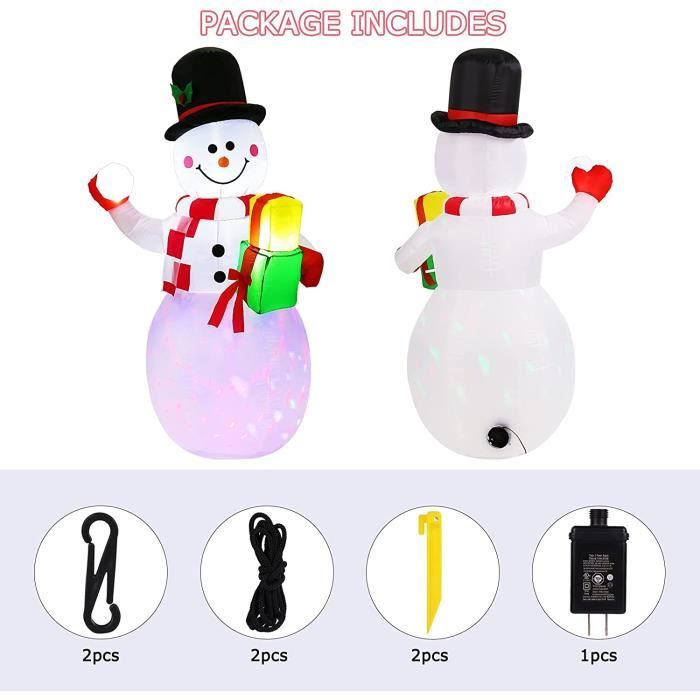 Outsunny Bonhomme De Neige Gonflable Avec Pancarte 3 LED Hauteur 180 Cm Polyester Imperméable