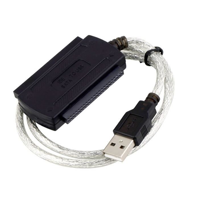 USB Disque Dur Adaptateur USB 3.0 vers IDE SATA, Cable USB 1m pour 2.5  3.5 IDE SATA HDD SSD, avec Adaptateur Alimentation Externe - Cdiscount  Informatique