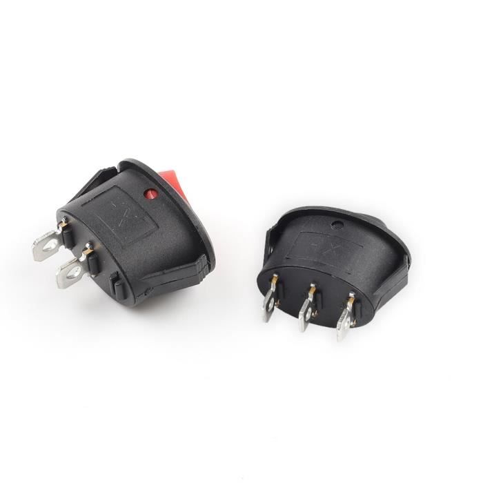 3P Noir ON-OFF-ON 5PCS Petit interrupteur à bascule rond kcd1, 25x16.5mm, 5  pièces, noir, blanc, rouge, 2 br