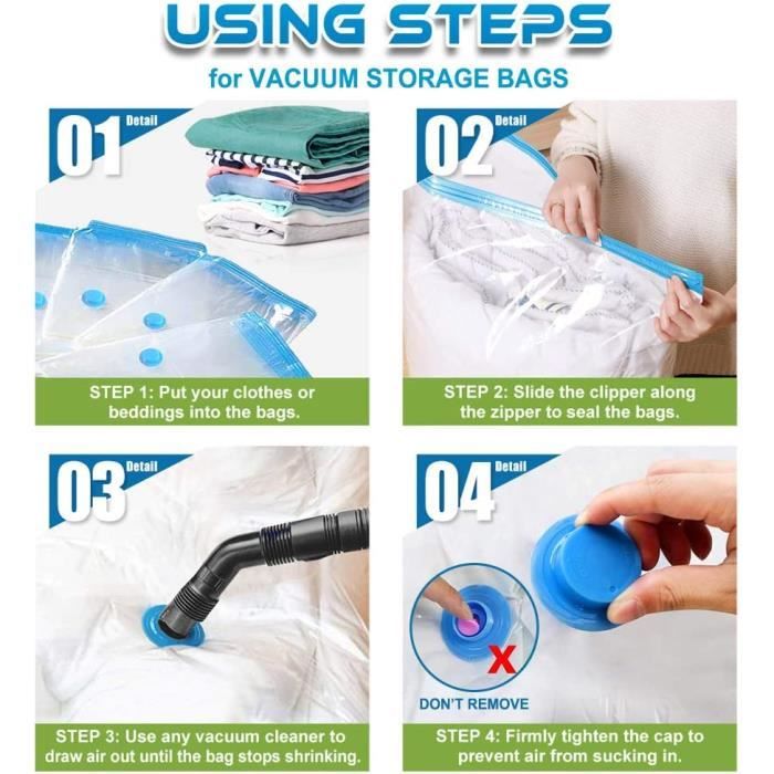 Lot de Sacs Rangement Sous Vide Aspirateur pour couettes, linge