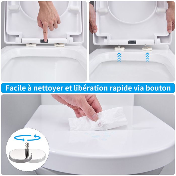 HOMELODY® Abattant WC avec Frein de Chute Siège de Toilette Cuvette WC  Blanc Antibactérien Démontage et Installation à Un Bouton - Cdiscount  Bricolage