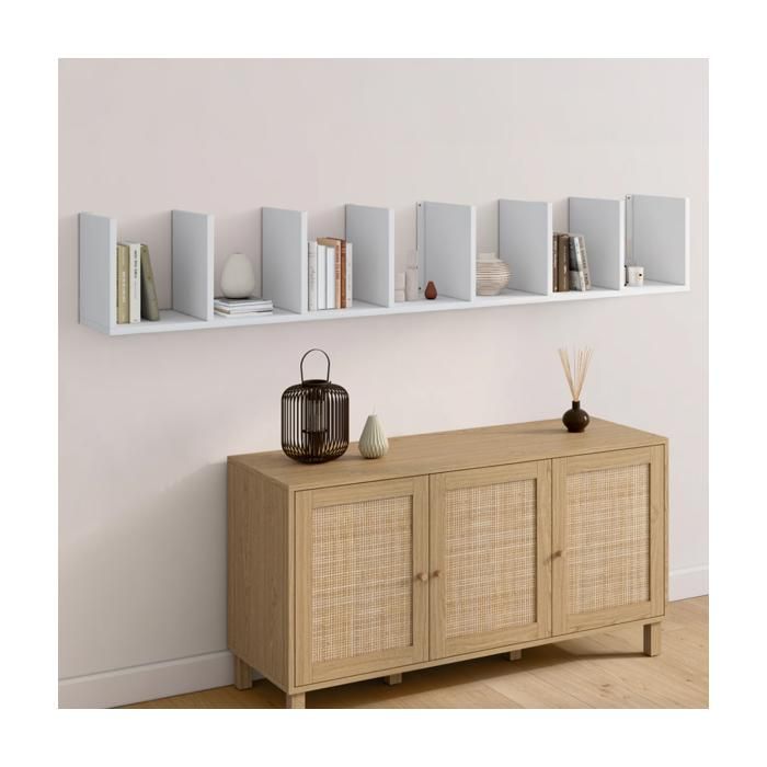 Étagère Murale LUCAS 6 Tablettes - Double Position - Blanc - 98x100x16 Cm - IDMarket - Neuf