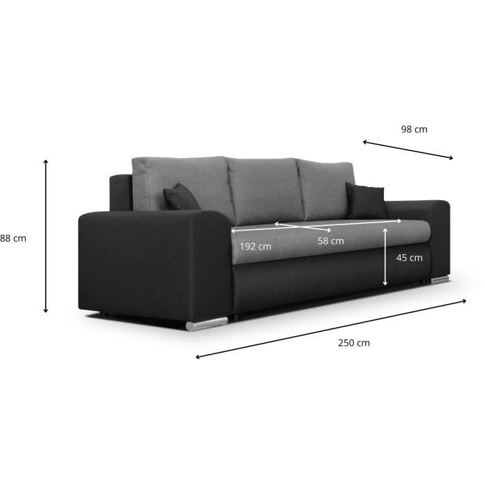 Bestmobilier - Canapé Convertible Elio en Tissu - Canapé Lit - Sofa Gris 3 Places - Salon