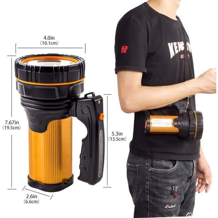 Lampe Torche LED Ultra Puissante Rechargeable, Lampe De Poche Rechargeable 10000mAh, 2000LM