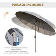 Parasol inclinable rond avec manivelle métal fibre de verre Ø 2,55 m polyester haute densité - OUTSUNNY-3
