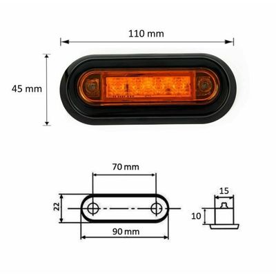 Lot De 4 Feux De Gabarit LED Latéraux Pour Remorque, Camion, Véhicule Utilitaire - Installation Facile, Position Et Clignotants - 9