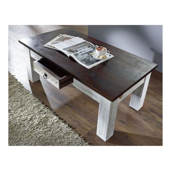 Table Basse Blanc 100x60cm SALON TABLE D/'APPOINT bois verni mat