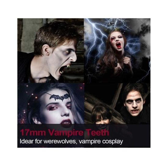 Kit De Dents De Vampire - 3 Paires (13/15/17 Mm) + Oreilles D'elfe + Colle, Pour Cosplay Et Halloween