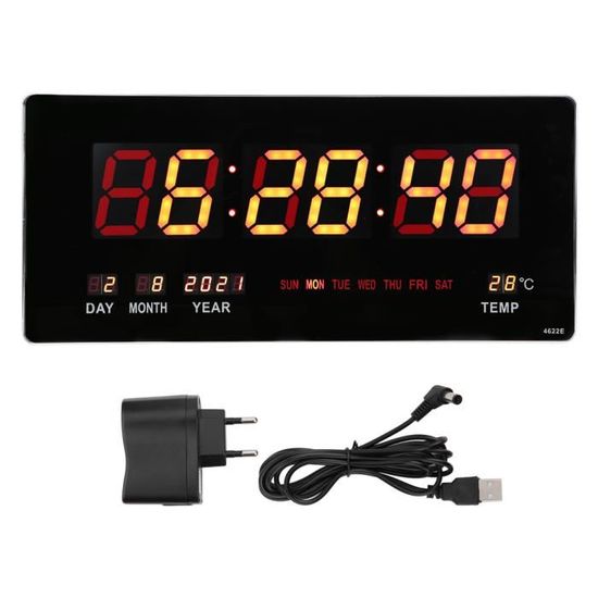 Horloge digitale avec calendrier "Geemarc" blanc 28 x 10 cm