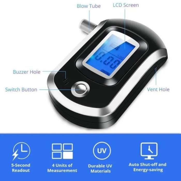 TESTEUR D'ALCOOL RESPIRATOIRE portable avec clairage r ponse rapide et TESTEUR D'ALCOOL RESPIRATOIRE portable avec clairage r ponse rapide et