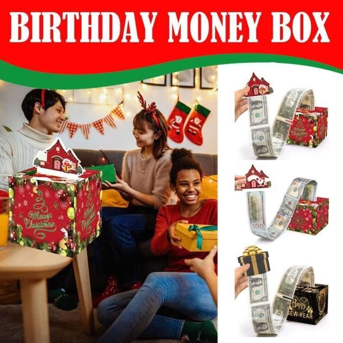 Tirelire De Noël Pour Cadeaux En Argent – Boîte à Billets Surprise – Déco Et Cadeau Festif – En Papier Et PE