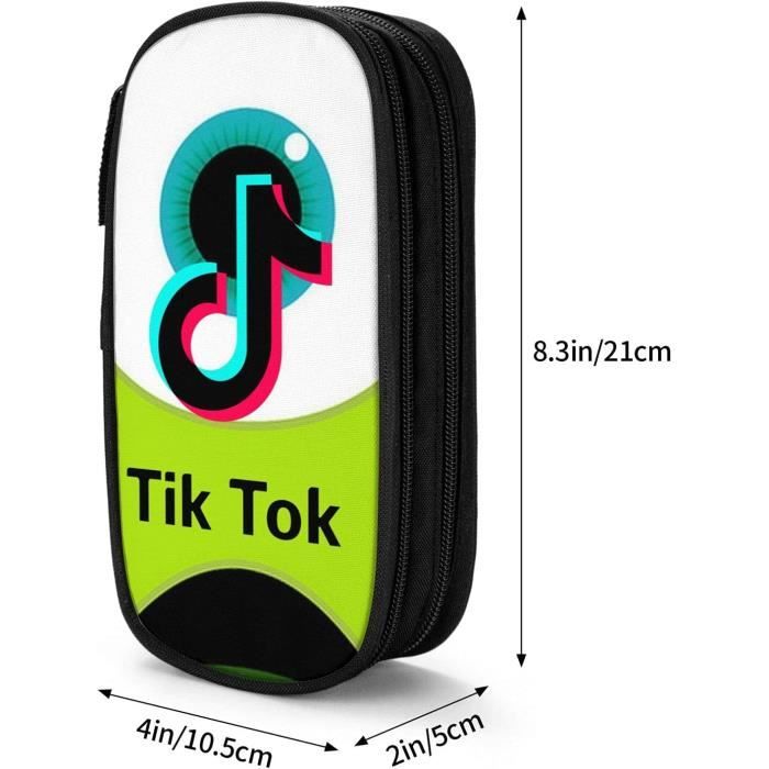 TIK Tok Pencil Pen Case WidePen Bag avec fermeture éclair Noir[34