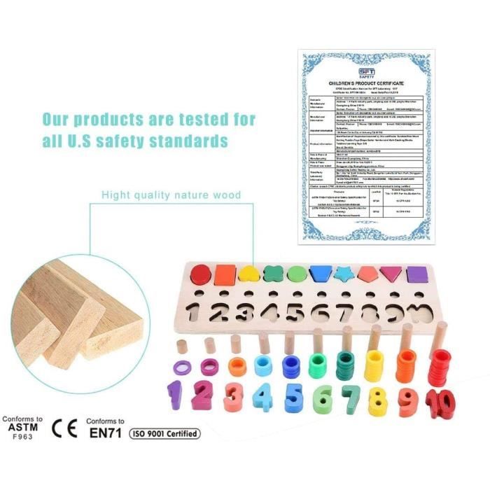 Enfant, Jeux 2 3 4 5 6 Ans, Apprendre A Compter De 1 à 10, Jouet éDucatif Pour Enfants Avec Cartes De Calcul, Blocs De Chiffres - Jeux - Jouets