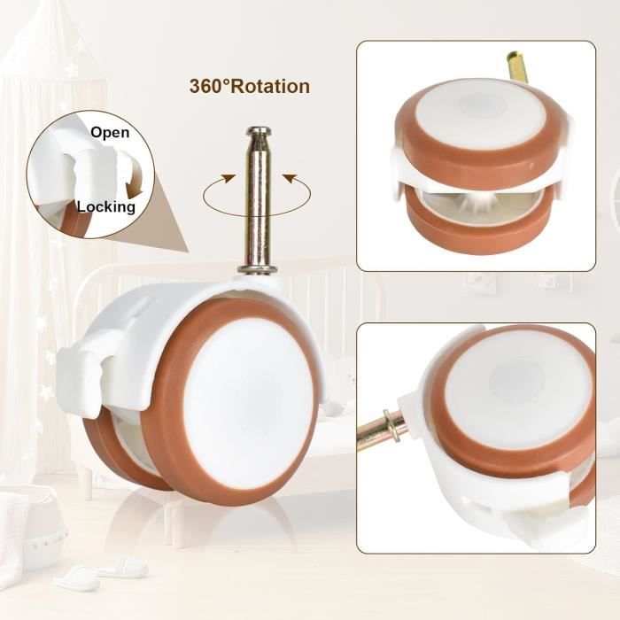 Lot De 4 Caches Pour Roulettes De Meubles - Carrés 1-7/8" - Plastique Blanc Uxcell - Protection Sol