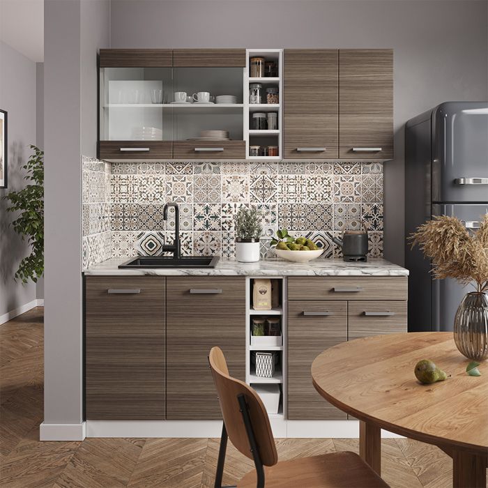 Cuisine R-line, Gris Noble/blanc, 160cm Sans Pt - Magasins