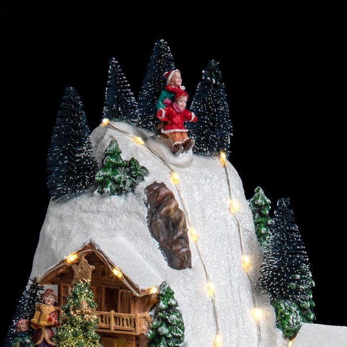 Timstor Village Animé Scène De Noël - Paysage Résine Multicolore 14,5 Cm