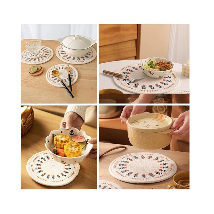 Protege Poele Dessous De Plat Coton Tressé - Lot 4 Pièces 18cm